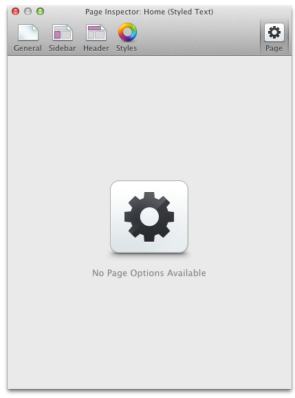 Page Inspector No Custom Page Options