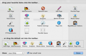 Toolbar Customization Icons Screen